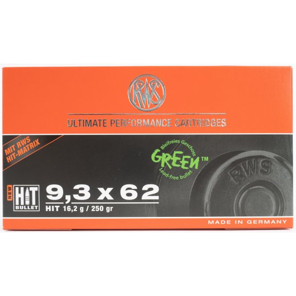 RWS 9,3X62 HIT BLYFRI 16,2G.