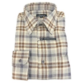 AMBASSADOR CASUAL SKJORTE COTTON WOOL, BRUN TERN