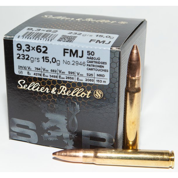 SELLIER & BELLOT 9,3X62 FMJ 15G.