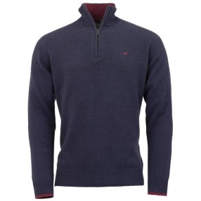 LAKSEN BROMPTON ZIP NECK BLUSE, DARK STORM