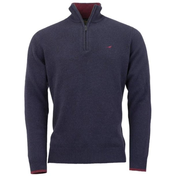 LAKSEN BROMPTON ZIP NECK BLUSE, DARK STORM