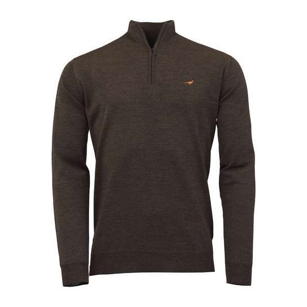 LAKSEN NORFOLK ZIP-NECK BLUSE, BROWNIE