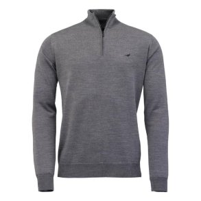 LAKSEN NORFOLK ZIP-NECK BLUSE, OVERCAST