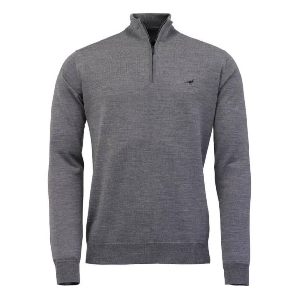 LAKSEN NORFOLK ZIP-NECK BLUSE, OVERCAST