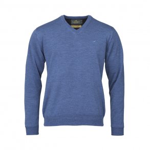 LAKSEN GRANTHAM WINDSTOPPER V-NECK , DENIM