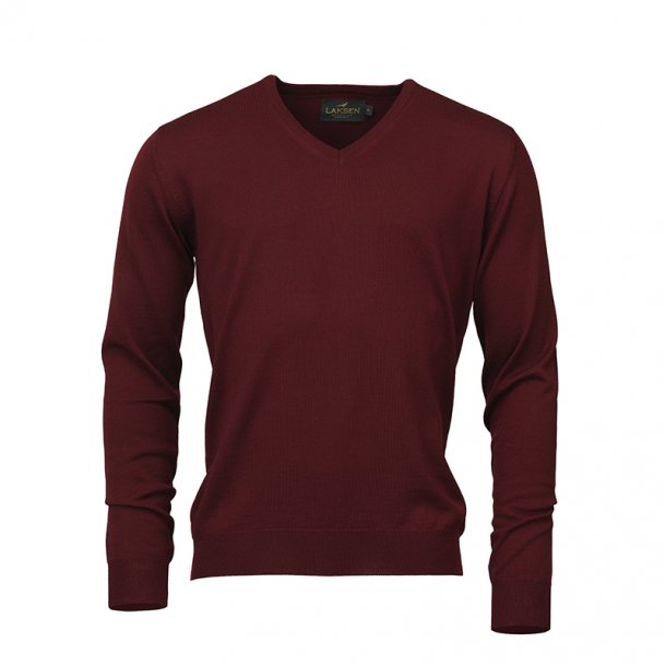 LAKSEN SUSSEX V-NECK, BORDEAUX