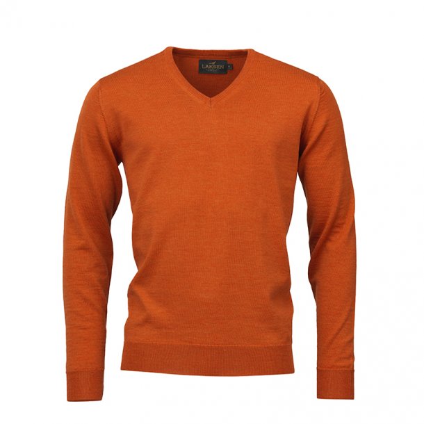 LAKSEN SUSSEX V-NECK, MANDARIN