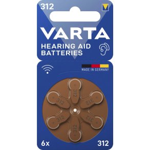 VARTA HEARING AID BATTERIES 312 - 6 PACK