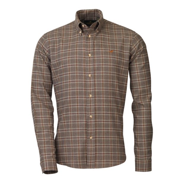 LAKSEN ESSEX CHECK COTTON WOOL SKJORTE, OLIVE