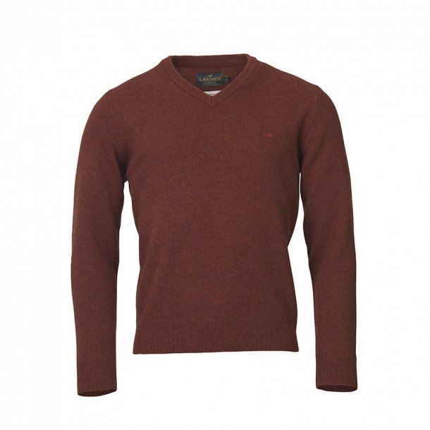 LAKSEN JOHNSTON LAMB V-NECK, RUSTY