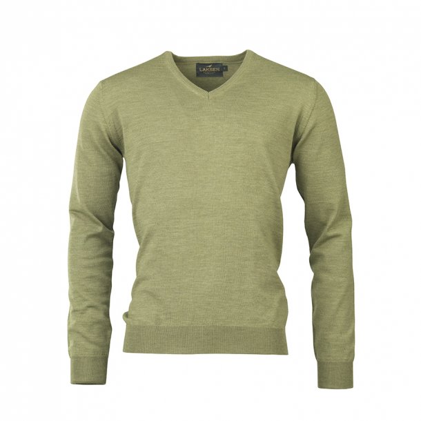 LAKSEN SUSSEX V-NECK, SEAGRASS