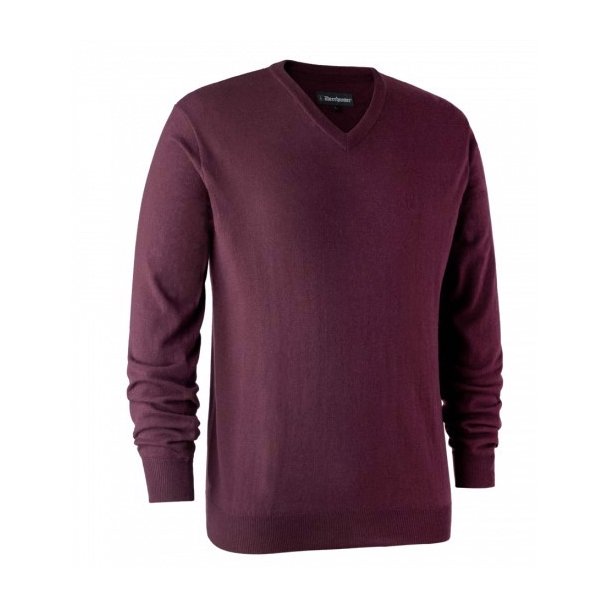 DEERHUNTER KINGSTON STRIKTR�JE V-HALS,  BURGUNDY