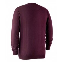 DEERHUNTER KINGSTON STRIKTRJE V-HALS,  BURGUNDY