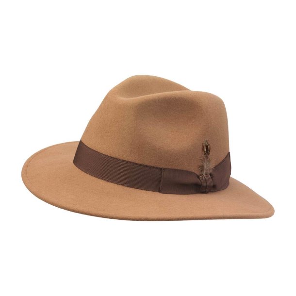 LAKSEN HERITAGE FEDORA CASHMERE HAT, CAMEL