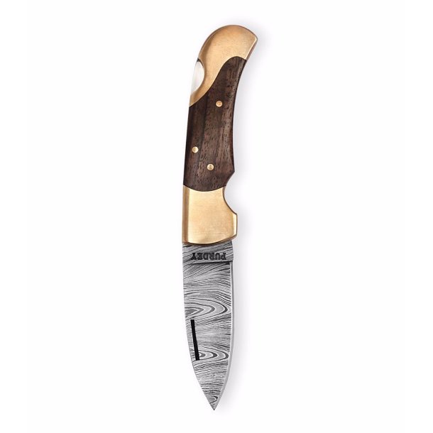 PURDEY FOLDE KNIV WALNUT DAMASCUS, SMALL