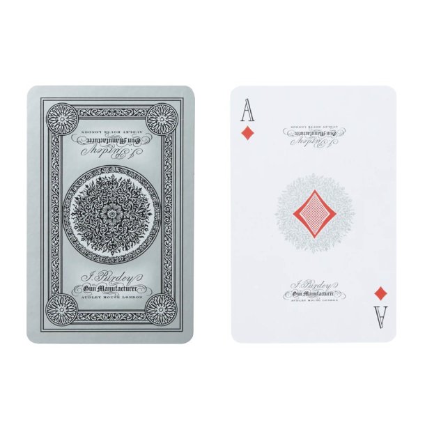 PURDEY ENGRAVING PLAYING CARDS, SILVER