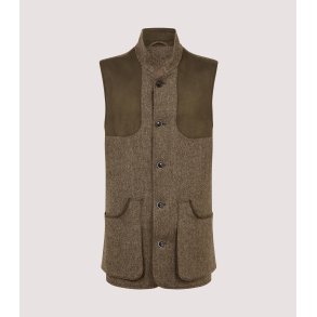 PURDEY LW. TWEED HIGH COLLAR VEST, ACORN
