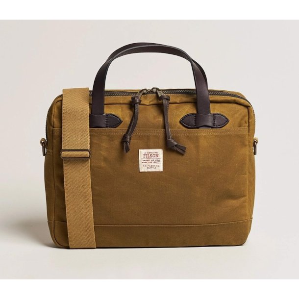 FILSON TIN CLOTH COMPACT BRIEFCASE, DARK TAN