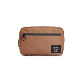 BARBOUR FIELD CANVAS WASHBAG, TAN BLACK
