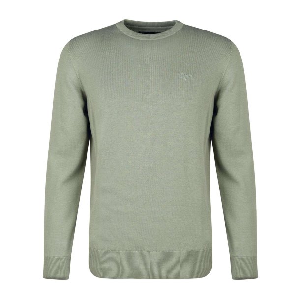 BARBOUR PIMA COTTON CREW NECK, AGAVE GREEN