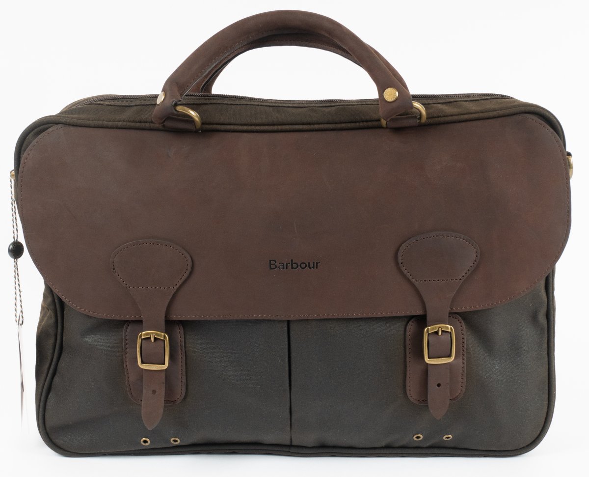 BARBOUR WAX LTH BRIEFCASE OLIVE