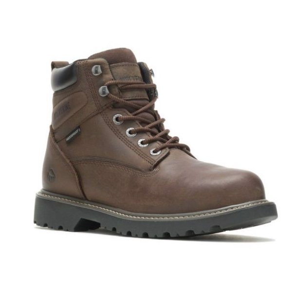 WOLVERINE MENS FLOORHAND WP WORK BOOT DARK BROWN